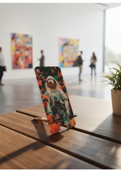 Pleksi Telefon Standı ve Telefon Tutucu Premium Astronot Epoksi Baskı Tasarım fiyatları