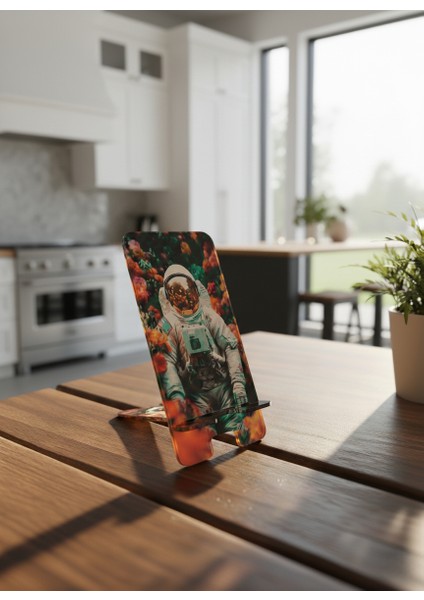 Pleksi Telefon Standı ve Telefon Tutucu Premium Astronot Epoksi Baskı Tasarım indirimleri