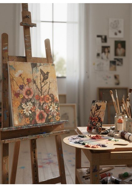 Pleksi Telefon Standı ve Telefon Tutucu Premium Dal-Sığırcık Epoksi Baskı Tasarım