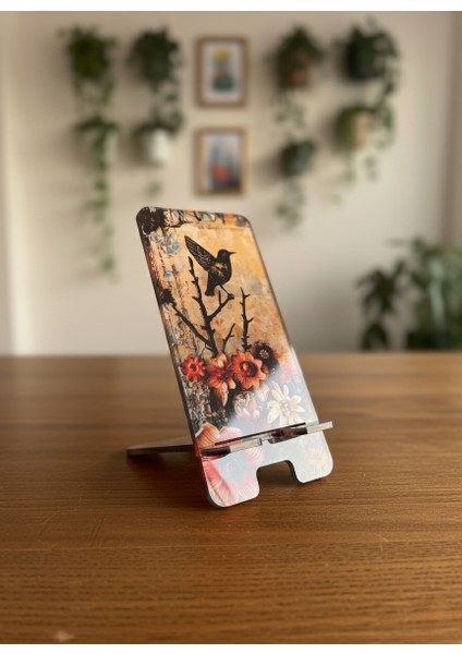 Pleksi Telefon Standı ve Telefon Tutucu Premium Dal-Sığırcık Epoksi Baskı Tasarım modelleri