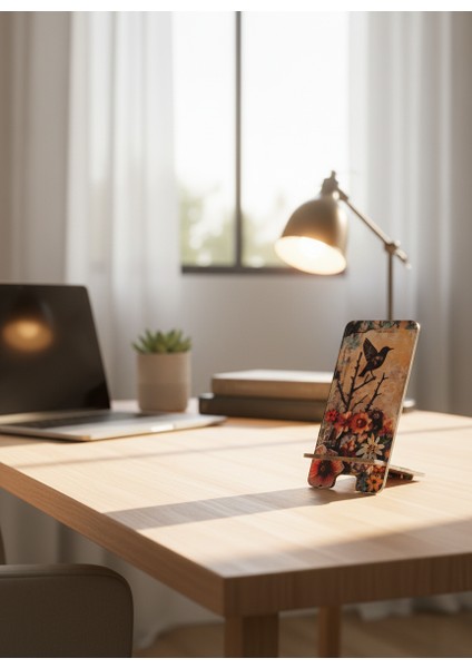 Pleksi Telefon Standı ve Telefon Tutucu Premium Dal-Sığırcık Epoksi Baskı Tasarım fırsatları