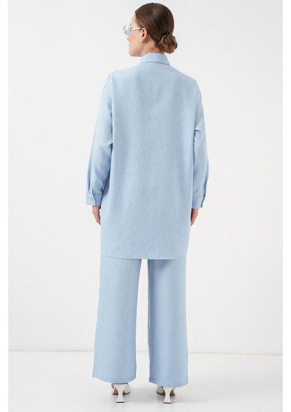 Kadın Bdart Işlemeli Keten Karışımlı Iki Parça Takım Maya Mavisi