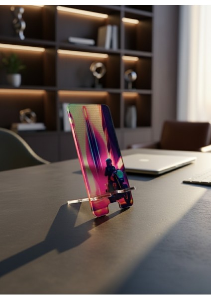 Pleksi Telefon Standı ve Telefon Tutucu Premium Motorcu Epoksi Baskı Tasarım modelleri