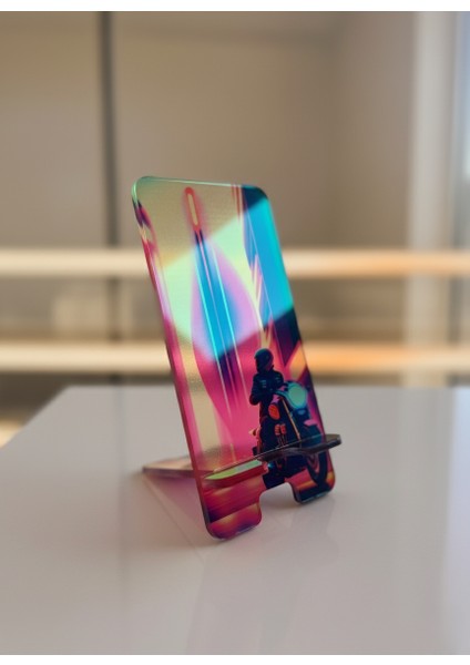 Pleksi Telefon Standı ve Telefon Tutucu Premium Motorcu Epoksi Baskı Tasarım fırsatları