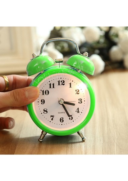 Yeşil Dekoratif Metal Işıklı Alarmlı Yuvarlak Masa Saati | Çalar Saat fiyatları