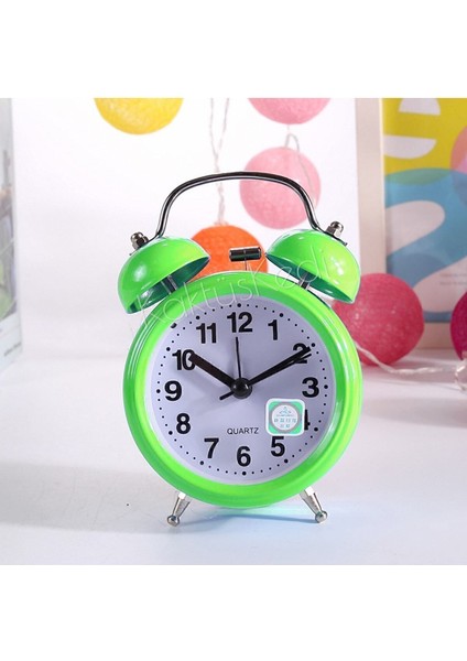 Yeşil Dekoratif Metal Işıklı Alarmlı Yuvarlak Masa Saati | Çalar Saat indirimleri