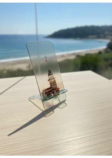 Pleksi Telefon Standı ve Telefon Tutucu Premium Kız Kulesi Epoksi Baskı Tasarım modelleri