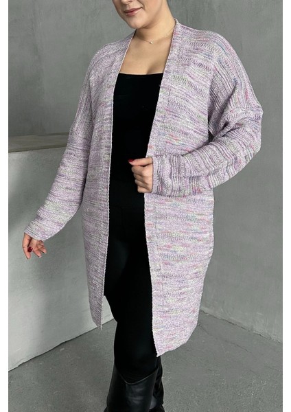 Büyük Beden Uzun Kollu Önü Kapamasız Ince Örme Hırka 302300