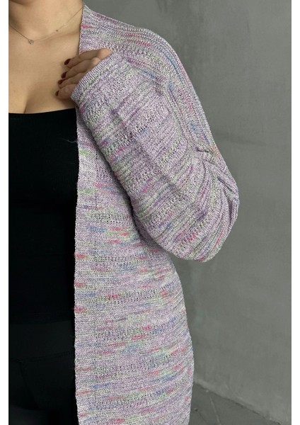 Büyük Beden Uzun Kollu Önü Kapamasız Ince Örme Hırka 302300