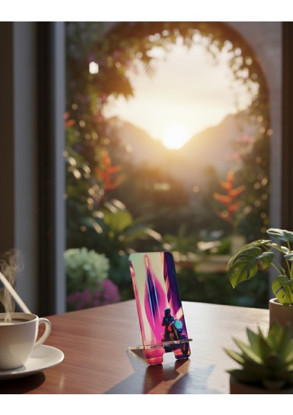 Pleksi Telefon Standı ve Telefon Tutucu Premium Motorcu Epoksi Baskı Tasarım