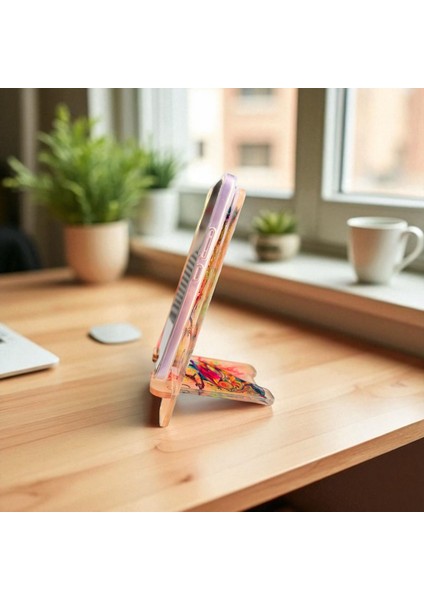 Pleksi Telefon Standı ve Telefon Tutucu Premium Renkli Kuş Epoksi Baskı Tasarım indirimleri