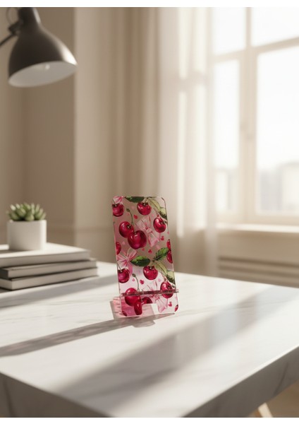 Pleksi Telefon Standı ve Telefon Tutucu Premium Kiraz Epoksi Baskı Tasarım fiyatları