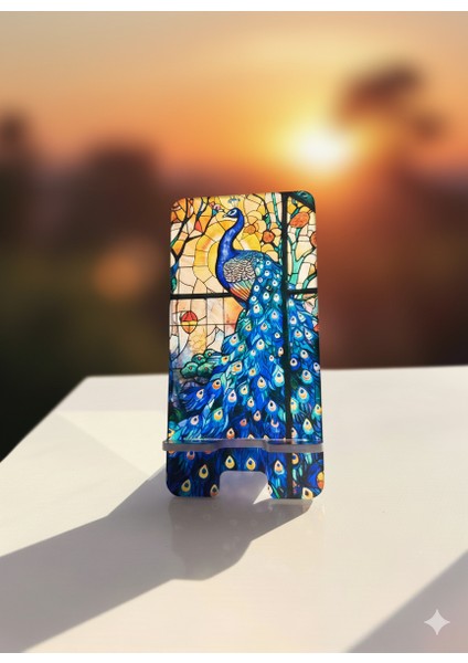 Pleksi Telefon Standı ve Telefon Tutucu Premium Tavus Kuşu Epoksi Baskı Tasarım fırsatları