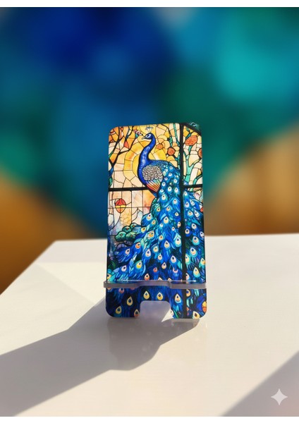 Pleksi Telefon Standı ve Telefon Tutucu Premium Tavus Kuşu Epoksi Baskı Tasarım indirimleri