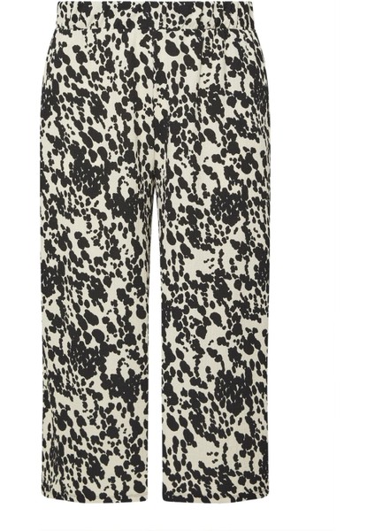 Büyük Beden Beli Lastikli Cepli Desenli Kapri Pantolon 145278