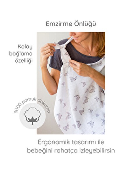 Müslin Emzirme Önlüğü Yumuşak Tasarım 90 x 60 cm Sevimli Tavşan Desenli modelleri