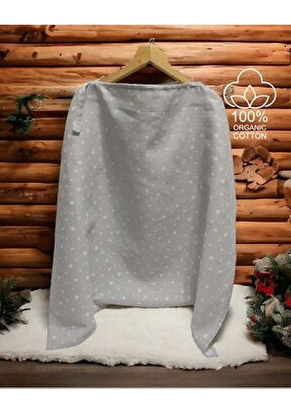 Gri Yıldızlı Müslin Emzirme Önlüğü %100 Pamuklu Ayarlanabilir 97x78 cm fırsatları