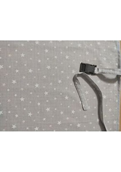 Gri Yıldızlı Müslin Emzirme Önlüğü %100 Pamuklu Ayarlanabilir 97x78 cm