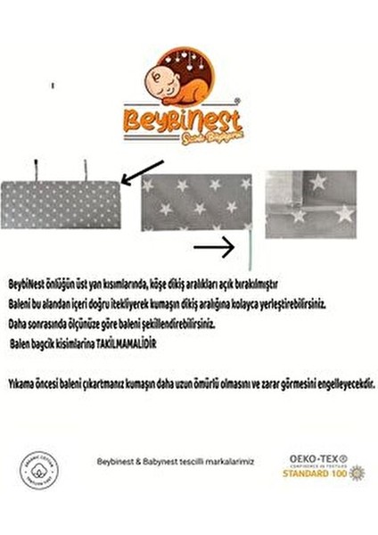 Gri Yıldızlı Müslin Emzirme Önlüğü %100 Pamuklu Ayarlanabilir 97x78 cm