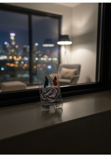 Pleksi Telefon Standı ve Telefon Tutucu Premium Kristal Epoksi Baskı Tasarım modelleri