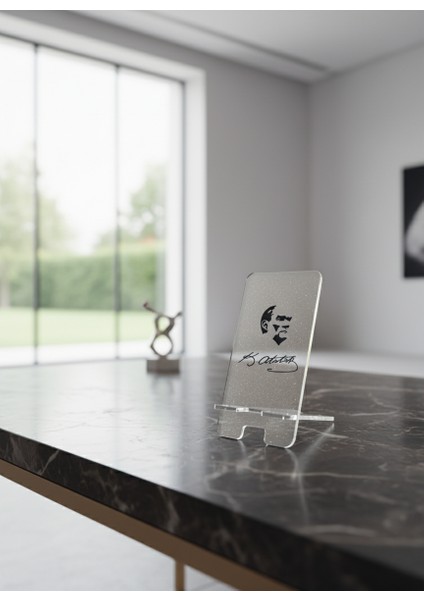 Pleksi Telefon Standı ve Telefon Tutucu Premium Atatürk Imza Epoksi Baskı Tasarım fırsatları