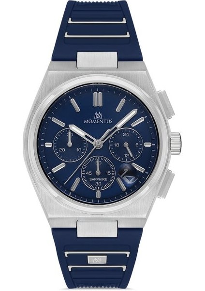 TM345S-11MS Safir Camlı Silikon Kordon Çelik Kasa 5 Atm Suya Dayanıklı Lacivert Renk Erkek Kol Saati