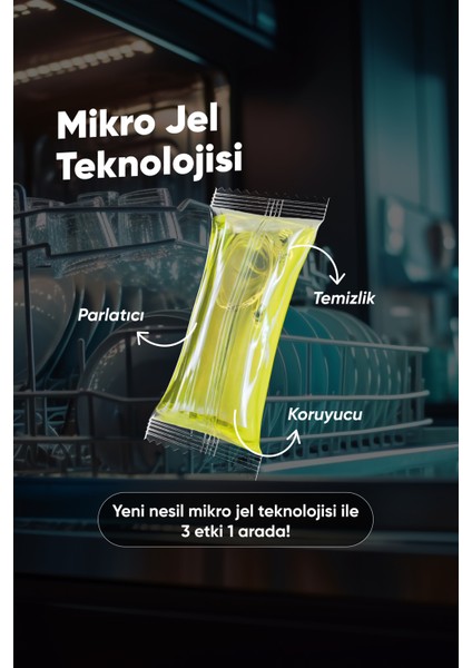 Ice Fresh 2'Li Bulaşık Makinesi Deterjanı Jel Mikro Kapsül – 60 Yıkama | Hepsi Bir Arada | Kalıntı Bırakmaz Formül
