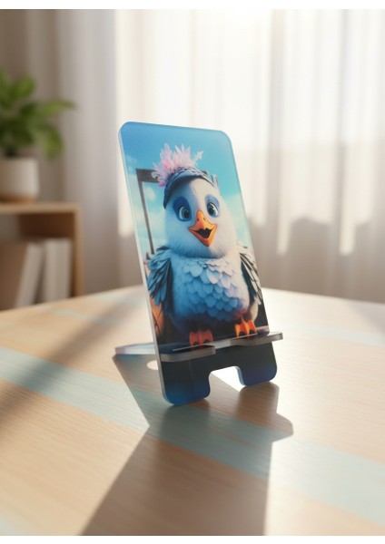 Pleksi Telefon Standı ve Telefon Tutucu Premium Sevimli Kuş Epoksi Baskı Tasarım modelleri