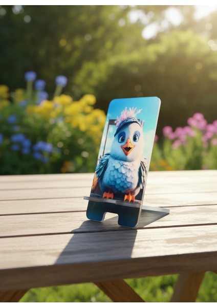 Pleksi Telefon Standı ve Telefon Tutucu Premium Sevimli Kuş Epoksi Baskı Tasarım fırsatları