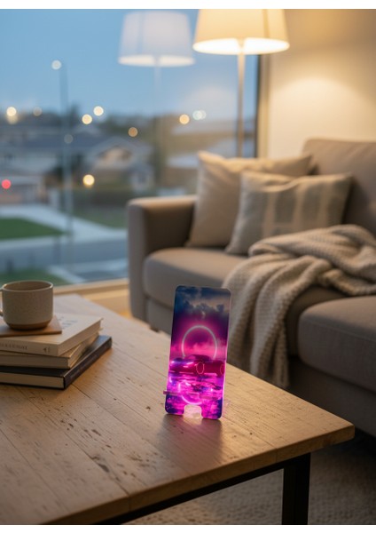 Pleksi Telefon Standı ve Telefon Tutucu Premium Neon Araba Epoksi Baskı Tasarım modelleri