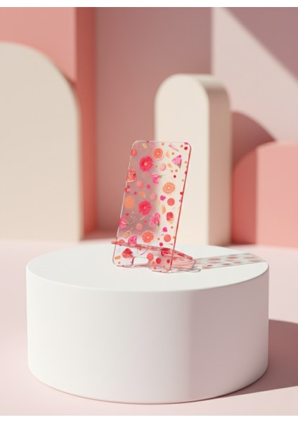 Pleksi Telefon Standı ve Telefon Tutucu Premium Nar Çiçek Epoksi Baskı Tasarım fiyatları