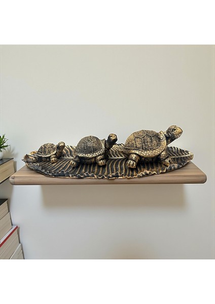 Dekoratif Polyester Üçlü Tabaklı Kaplumbağa Set Gold Eskitme