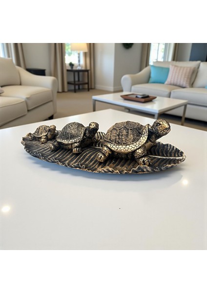 Dekoratif Polyester Üçlü Tabaklı Kaplumbağa Set Gold Eskitme fiyatları