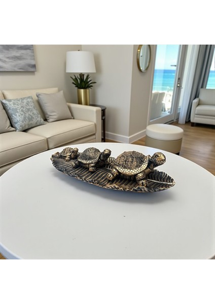 Dekoratif Polyester Üçlü Tabaklı Kaplumbağa Set Gold Eskitme modelleri