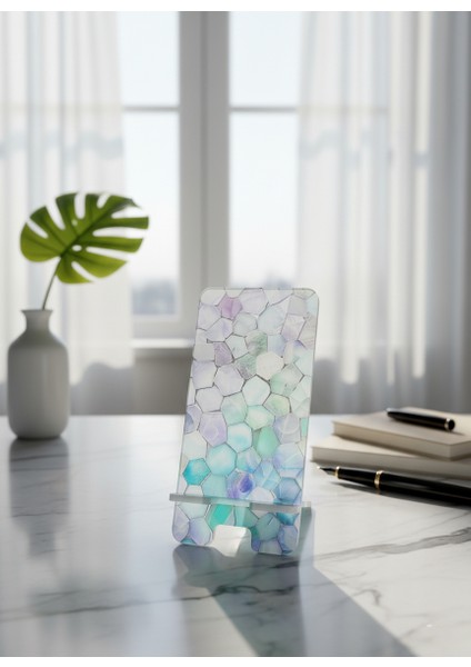 Pleksi Telefon Standı ve Telefon Tutucu Premium Çakıl Taşı Baskı Tasarım fırsatları