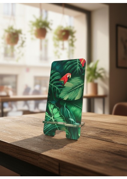 Pleksi Telefon Standı ve Telefon Tutucu Premium Papağan Epoksi Baskı Tasarım fırsatları