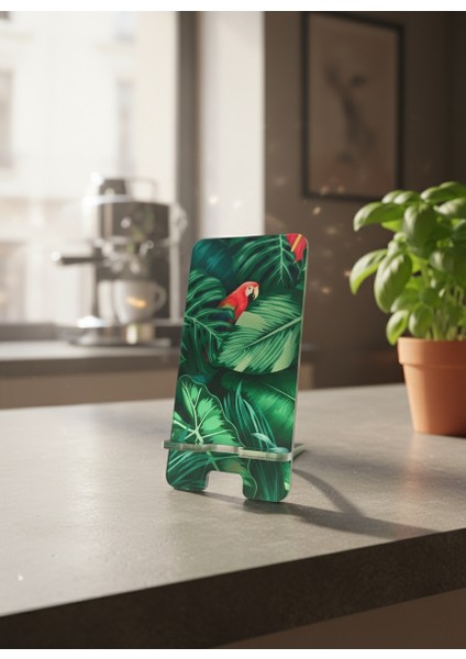 Pleksi Telefon Standı ve Telefon Tutucu Premium Papağan Epoksi Baskı Tasarım indirimleri