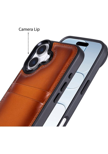 , Apple iPhone 17 Için, Hakiki Deri, El Yapımı Kartlıklı Kılıf, Iç Yüzeyi Kadife, Gölgeli Taba fiyatları