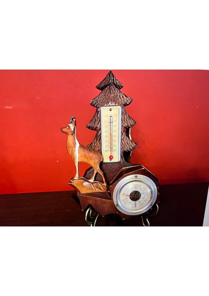 Fransız Ahşap Derece ve Barometre 24 cm Boyunda fırsatları