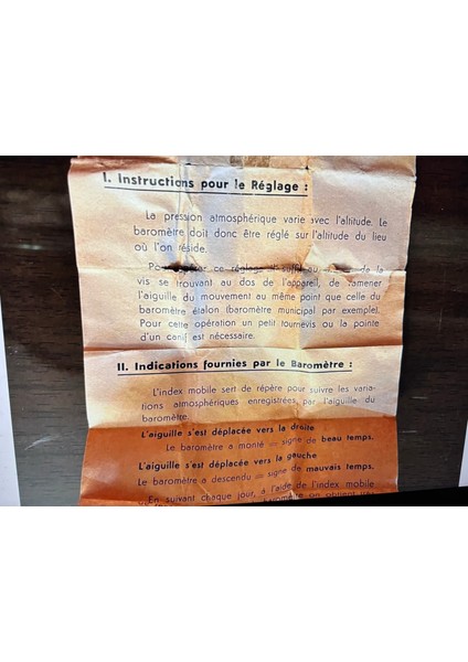 Fransız Ahşap Derece ve Barometre 24 cm Boyunda