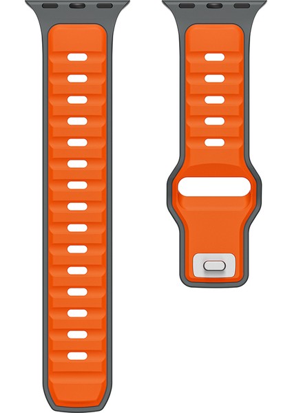 Apple Watch Ultra 3 (49MM) Uyumlu Yeni Tasarım Silikon KORDON-135 Gri-Turuncu modelleri