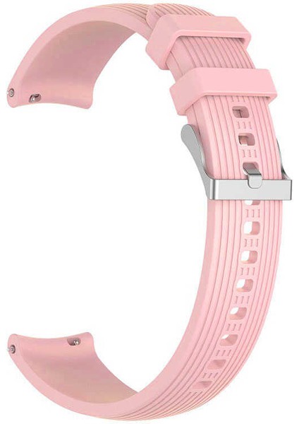 Honor Watch Gs 4 Uyumlu 22MM Çizgili Silikon Kordon-18 Pembe