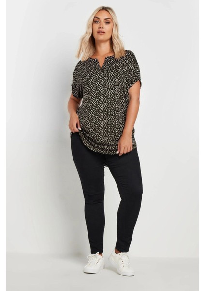 Büyük Beden V Yaka Kısa Kollu Desenli Bluz 303529 fiyatları