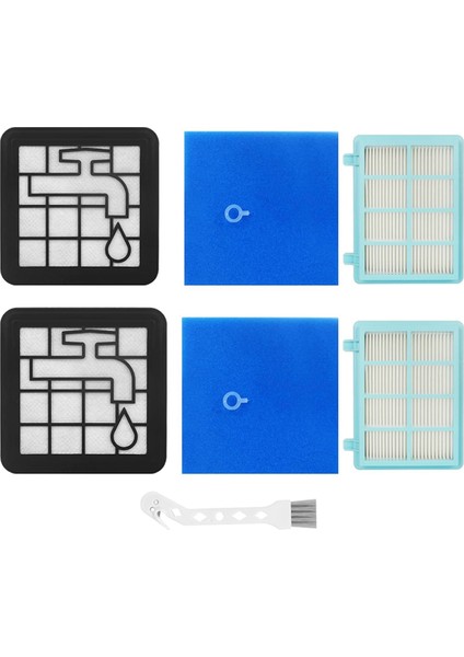 Philips Power Pro Compact FC8010/01 FC9330 FC9331 FC9332 FC9333 FC9334 FC9555 Elektrikli Süpürge Aksesuarları Için 2 Set Filtre (Yurt Dışından)