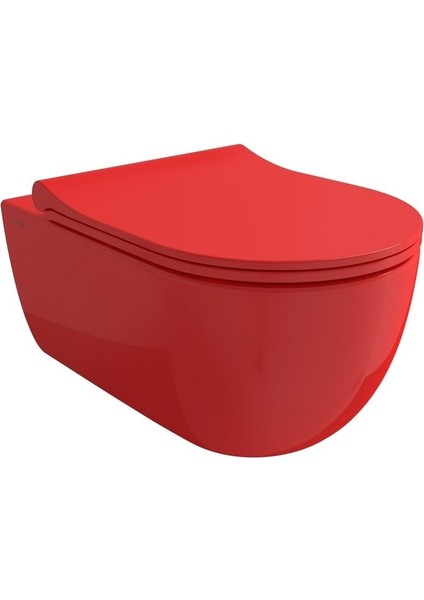 V-Tondo Asma Klozet Parlak Kırmızı Kapaksız, Kanalsız 1416-019-0128