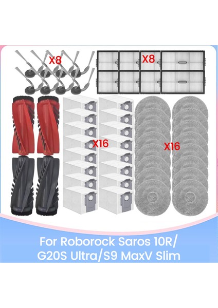 Roborock Saros 10R/G20S Ultra/s9 Maxv Slim Yedek Aksesuarları Vakum Fırçası Hepa Filtre Paspas Bezi Toz Torbası (Yurt Dışından)