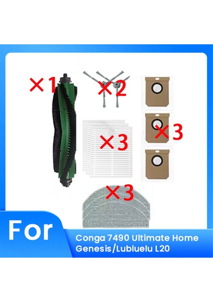 Conga 7490 Ultimate Home Genesis/lubluelu L20 Süpürme Robotu Aksesuarları Temizleyici Parçalarının Değiştirilmesi Için 12 Parça (Yurt Dışından)
