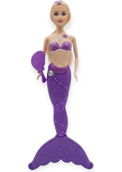 Deniz Kızı Işıklı Oyuncak Bebek Mor 34 cm