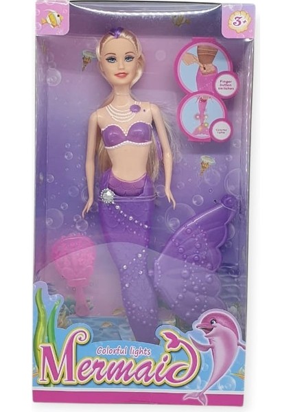 Deniz Kızı Işıklı Oyuncak Bebek Mor 34 cm fiyatları