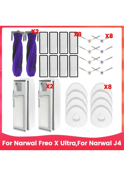 Narwal Freo x Ultra Narwal J4 Robot Süpürge Parçaları Ana Yan Fırça Hepa Filtreleri Paspas Bezi Aksesuarları (Yurt Dışından)